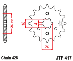 Zębatka przód 13Z JTF417.13 Kawasaki AR 125 82-93 KMX 125 86-03