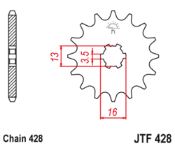 Zębatka przód 13Z JTF418.13 - JT - MotoBros