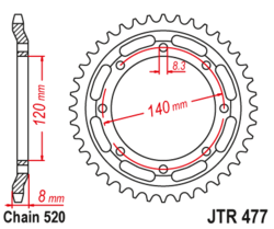 Zębatka tylna 45Z JTR477.45