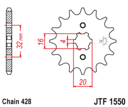 Zębatka przód 15Z JTF1550.15 Yamaha DT 80 83-97