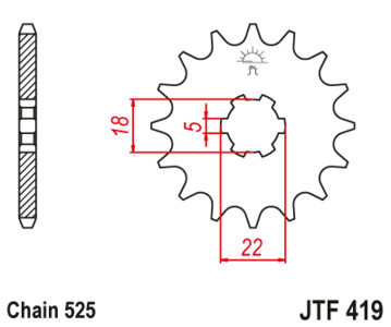 Zębatka przód 15Z JTF419.15 Suzuki TS 250 73-81