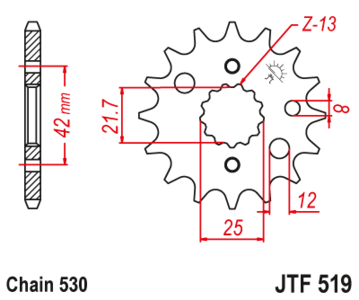Zębatka przód 15Z JTF519.15 Kawasaki ZZR 600 (ZX 600) 90-92
