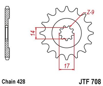 Zębatka przód 14Z JTF708.14