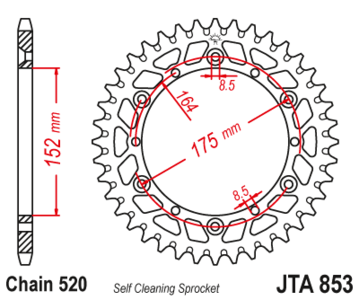 Zębatka tylna aluminiowa 47Z JTA853.47