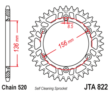 Zębatka tylna aluminiowa 44Z JTA822.44
