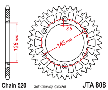 Zębatka tylna aluminiowa 49Z JTA808.49 Suzuki RM 125 250 RM-Z 250
