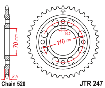 Zębatka tylna 41Z JTR247.41 Honda CB 250 79-85 CM 250 81-83
