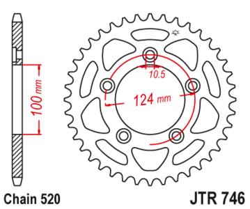 Zębatka tylna 44Z JTR746.44 Ducati Panigale 899 14-15