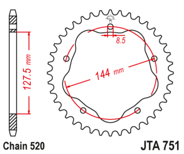 Zębatka tylna aluminiowa 40Z JTA751.40