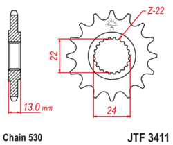 Zębatka przód 16Z JTF3411.16