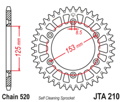 Zębatka tylna aluminiowa 49Z JTA210.49 Beta RR 250 300 CR 250 500 CRF 250