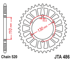 Zębatka tylna aluminiowa 44Z JTA486.44