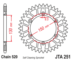 Zębatka tylna aluminiowa 52Z JTA251.52